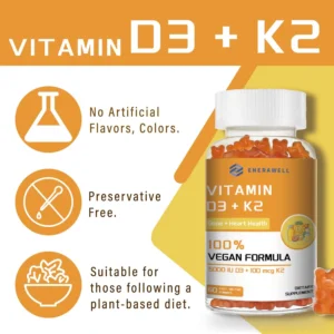 Vitamin D3 5000IU and 100 Mcg Vitamin K2 Gummies
